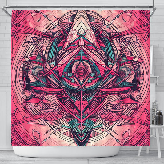 PINK SYMMETRY SHOWER CURTAIN